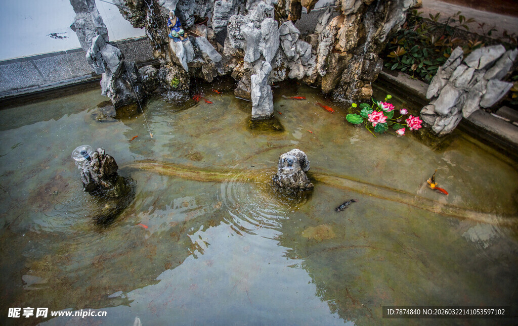 中式庭院中的灵动水景