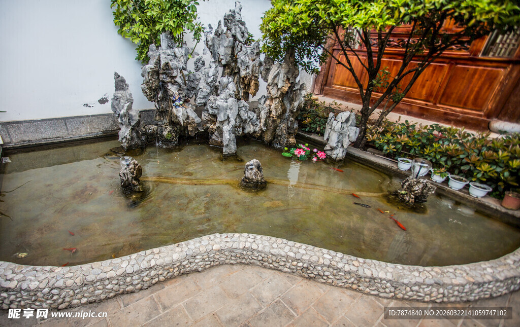 中式庭院池塘景观