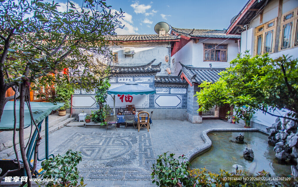 庭院景致 绿植环绕的静谧处