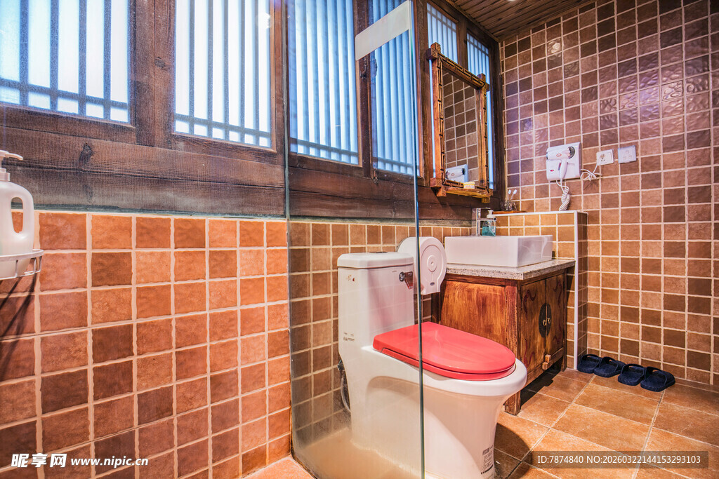 复古风卫生间内部场景