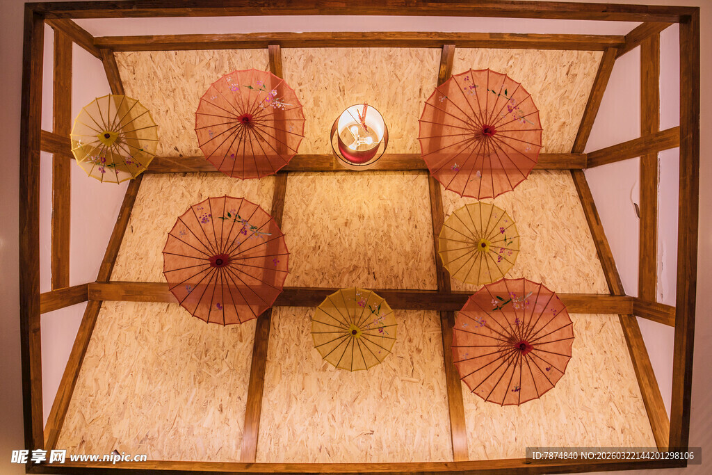 中式复古风木质吊顶装饰