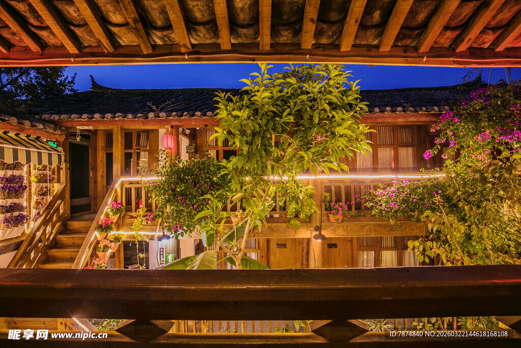 中式庭院夜景 静谧雅致