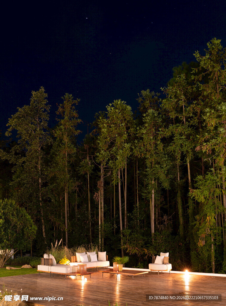 林间夜宴 烛火摇曳之景