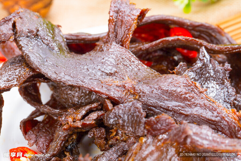 美味风干牛肉干特写