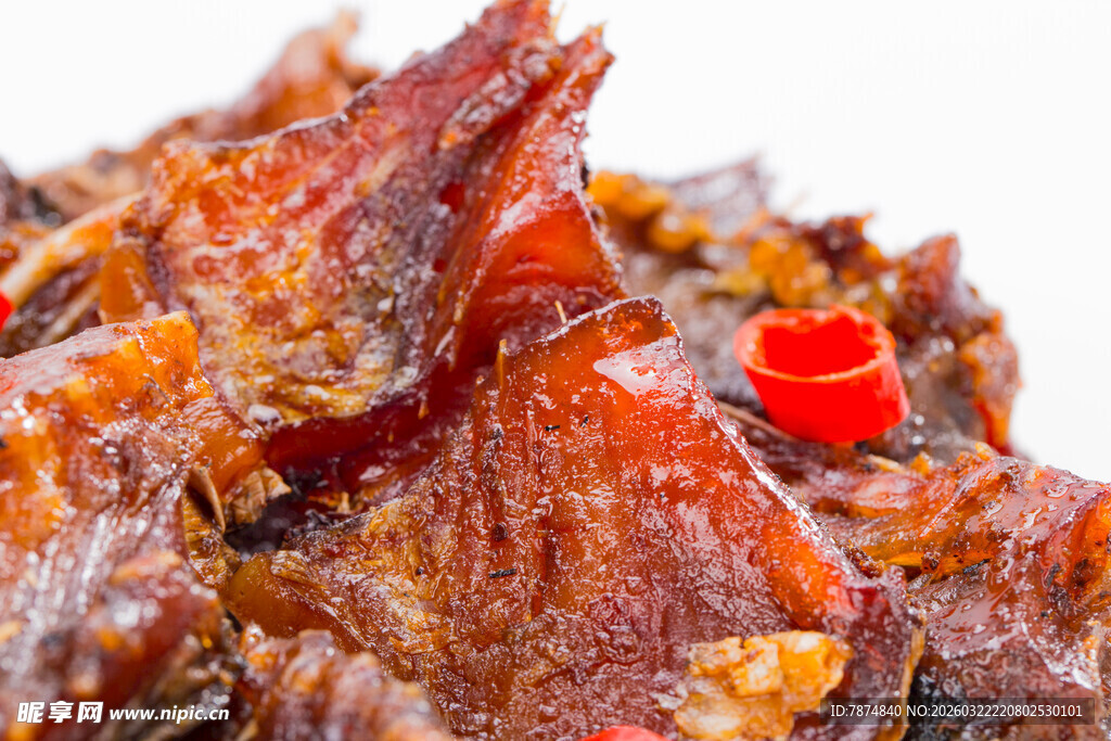 美味香辣鱼肉干特写