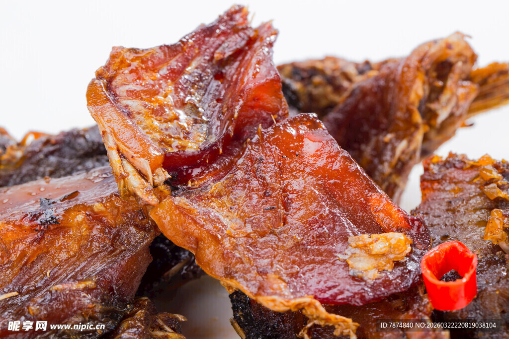 美味风干鱼肉特写