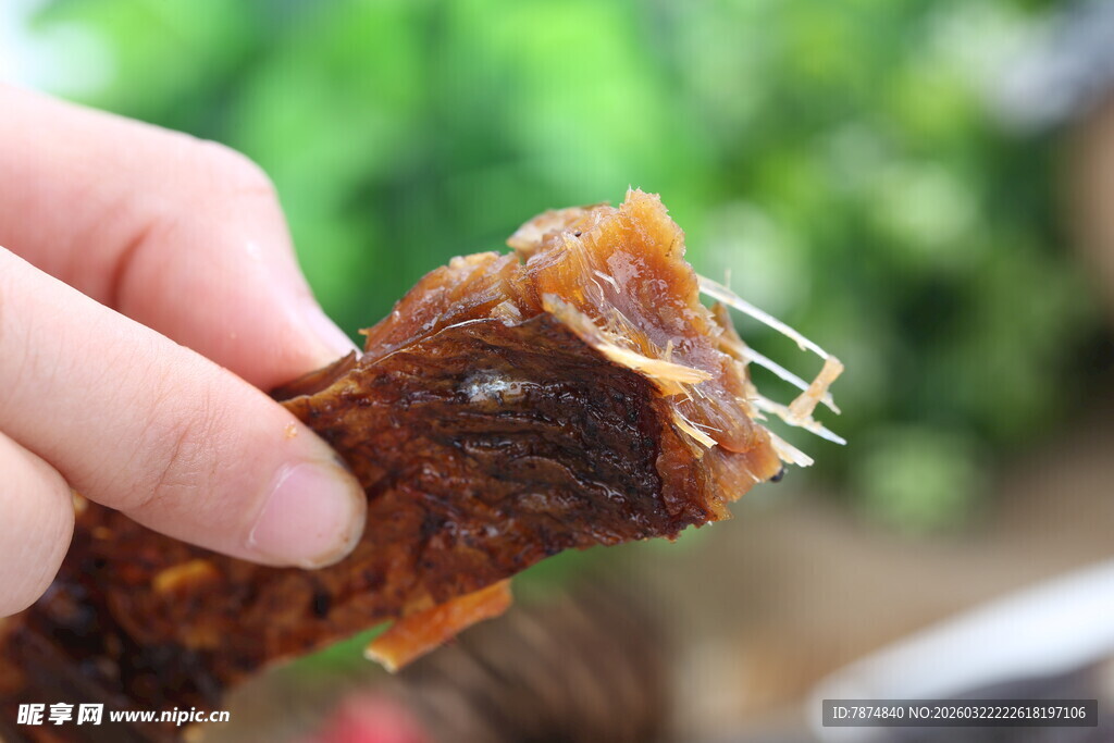 手拿美味风干鱼肉类零食