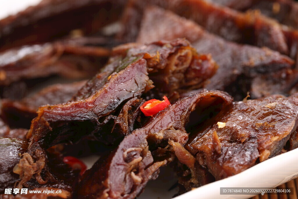 美味卤味鱼干特写
