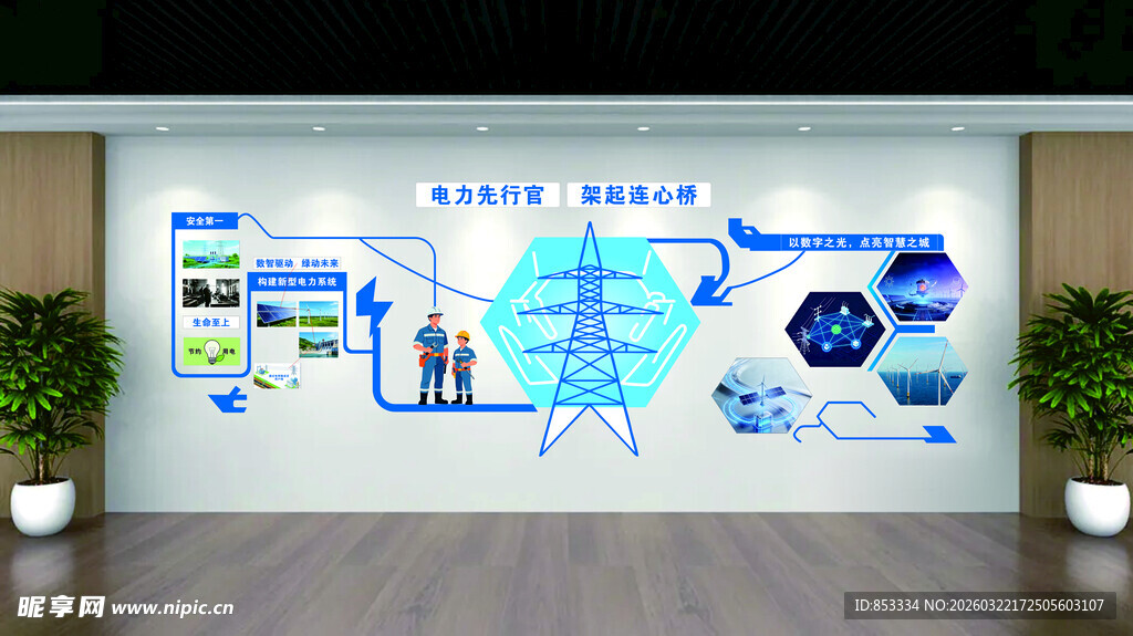 电力主题文化墙设计