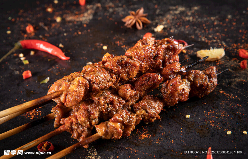 美味烤肉串鲜香诱人