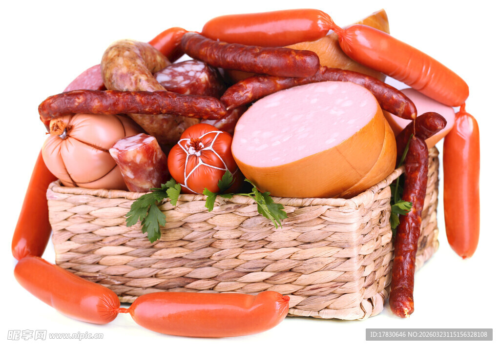 美味多样的篮装肉制品