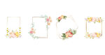 水彩金色花朵婚礼边框png合集