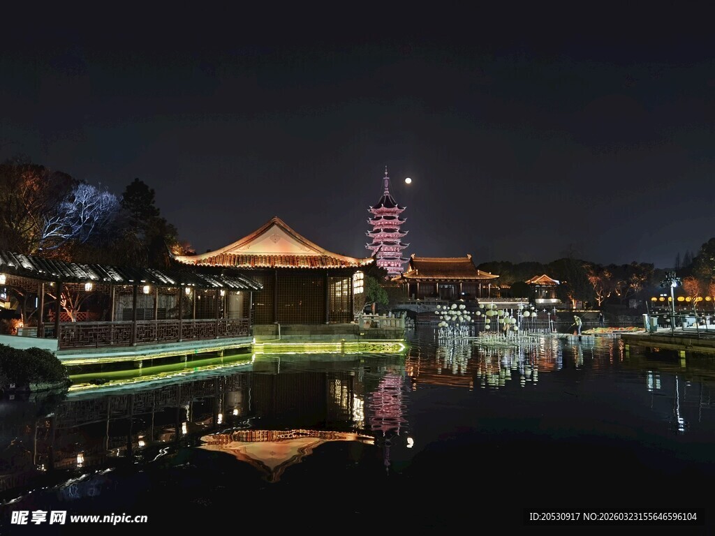 苏州盘门景区夜景风光