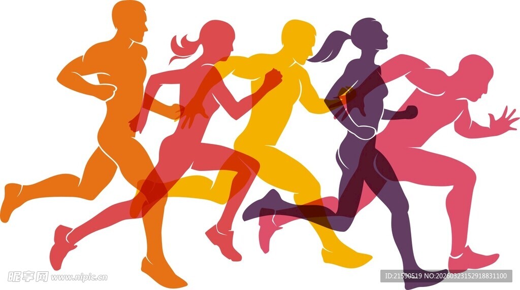 多彩人物活力奔跑瞬间