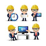 卡通工程师的工作场景