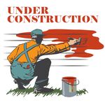 工人粉刷施工场景