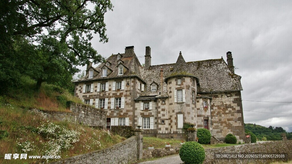 古老欧式城堡建筑景观