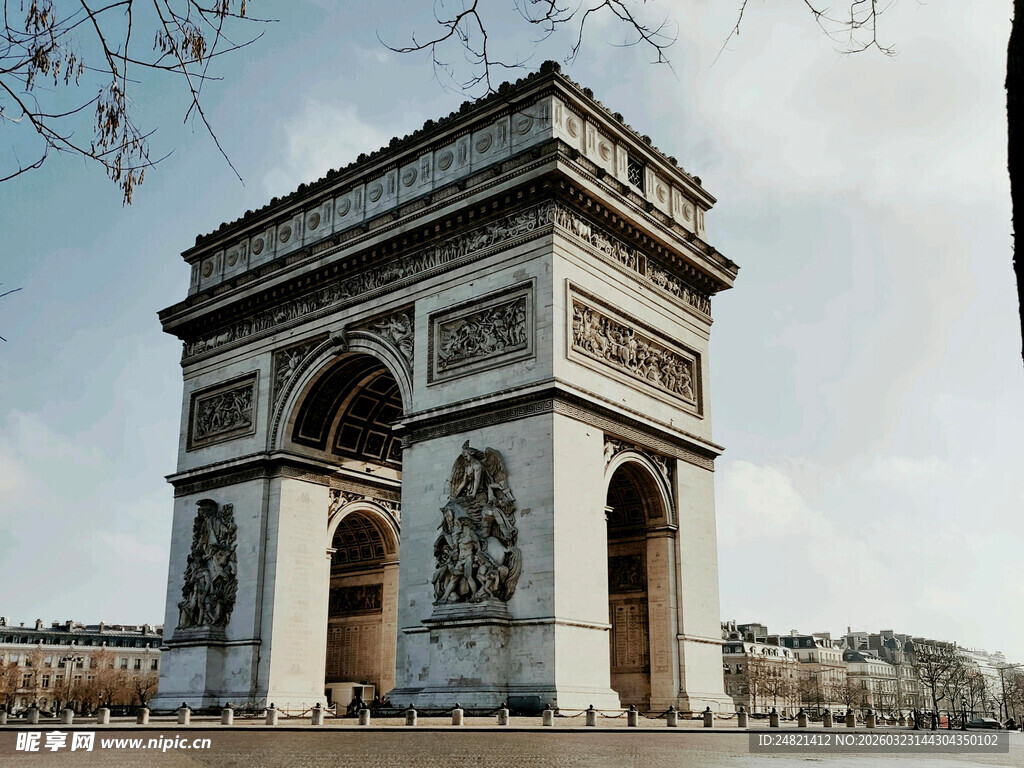 巴黎凯旋门宏伟建筑景观