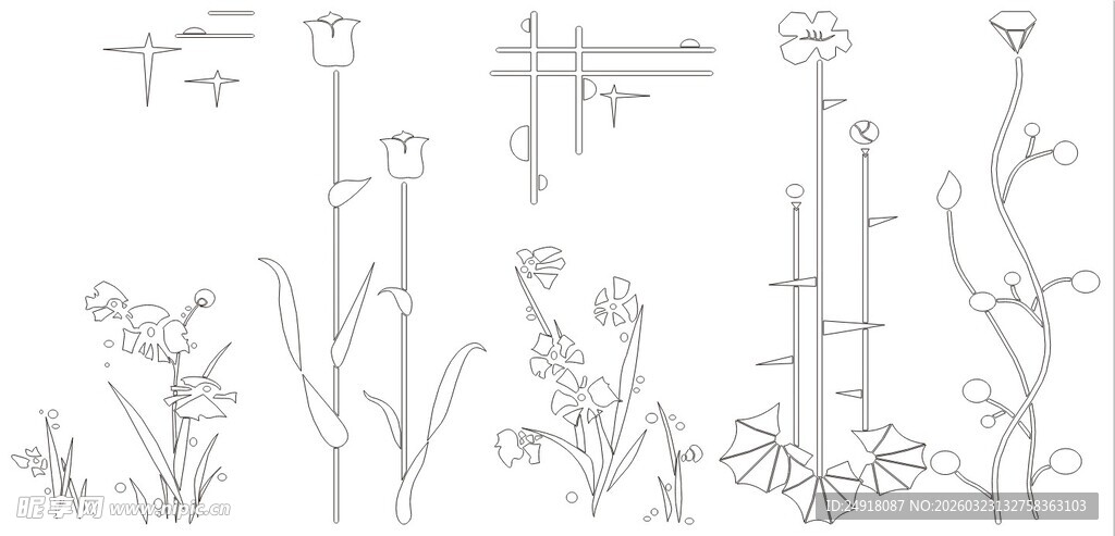 植物花卉线稿手绘图案