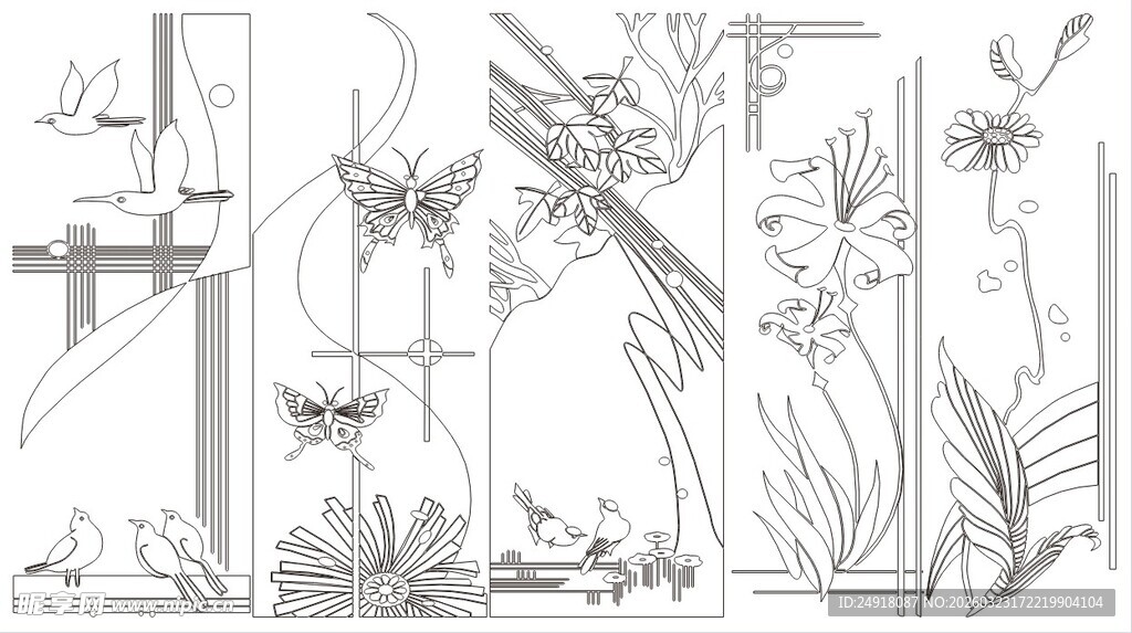 手绘植物花卉线稿图