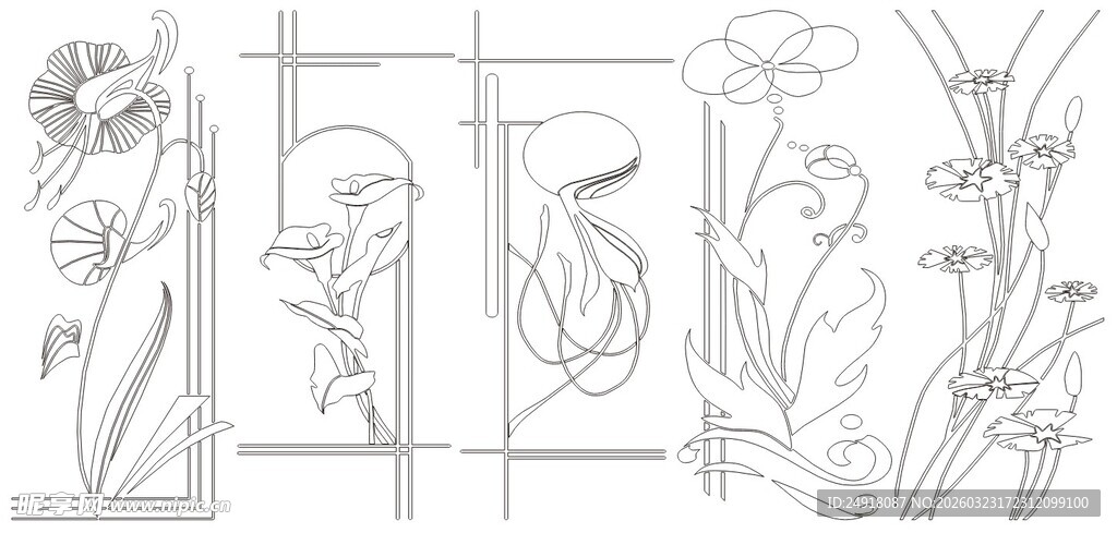 手绘线条人物场景画面