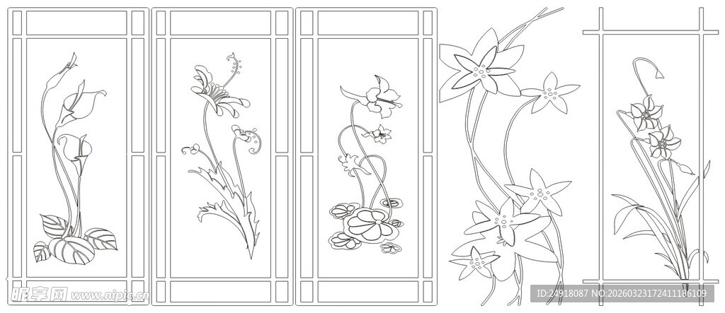 花卉植物线稿插画集合