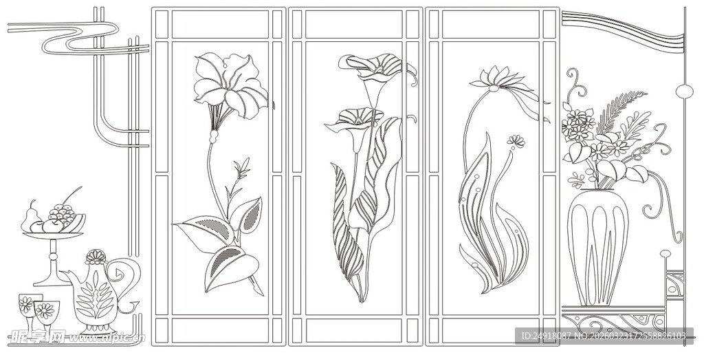花卉植物线稿图案设计