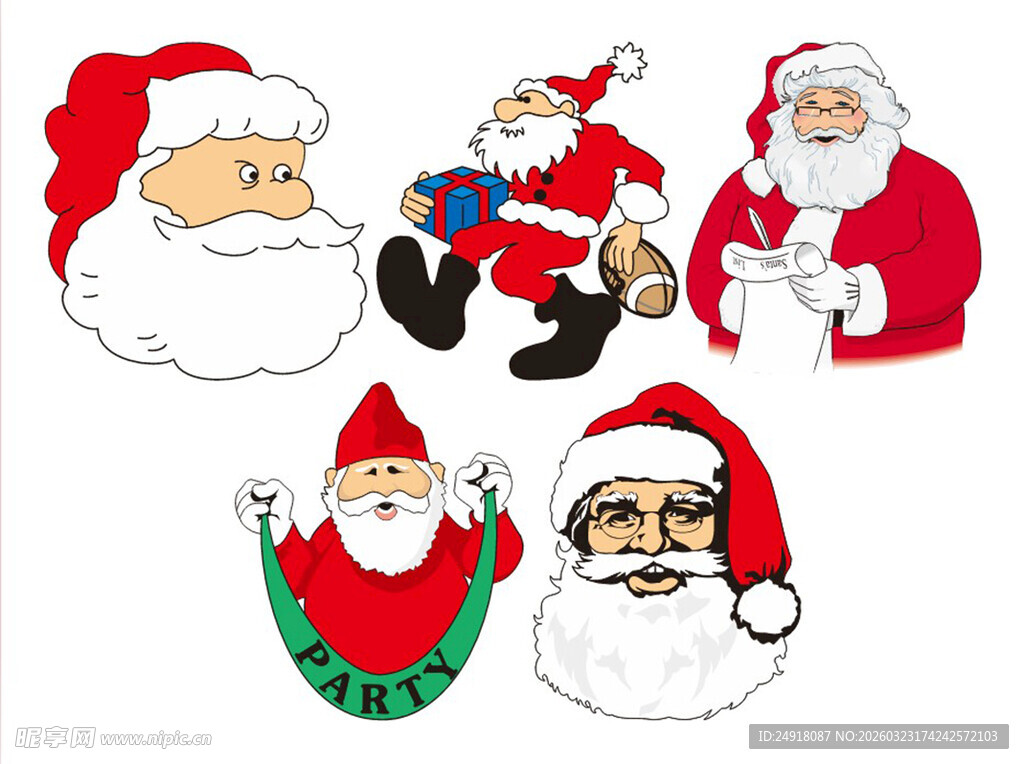 多样圣诞老人形象插画