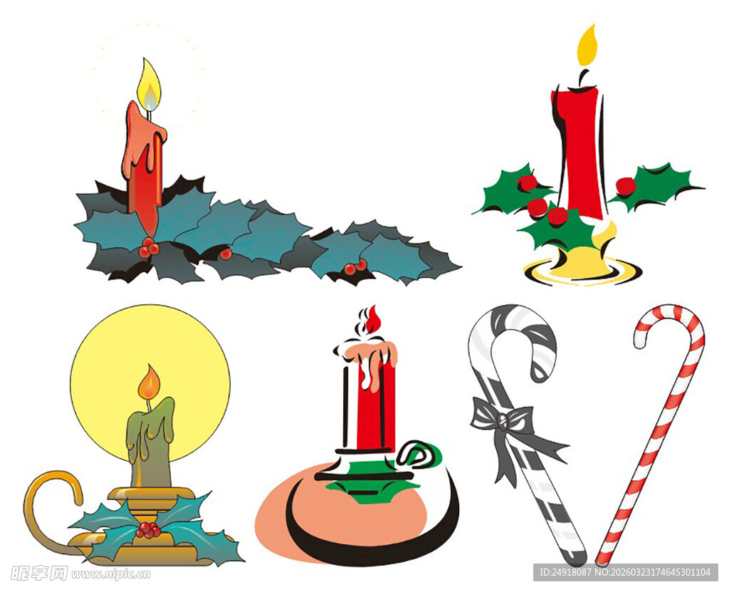 圣诞蜡烛及装饰物品集合