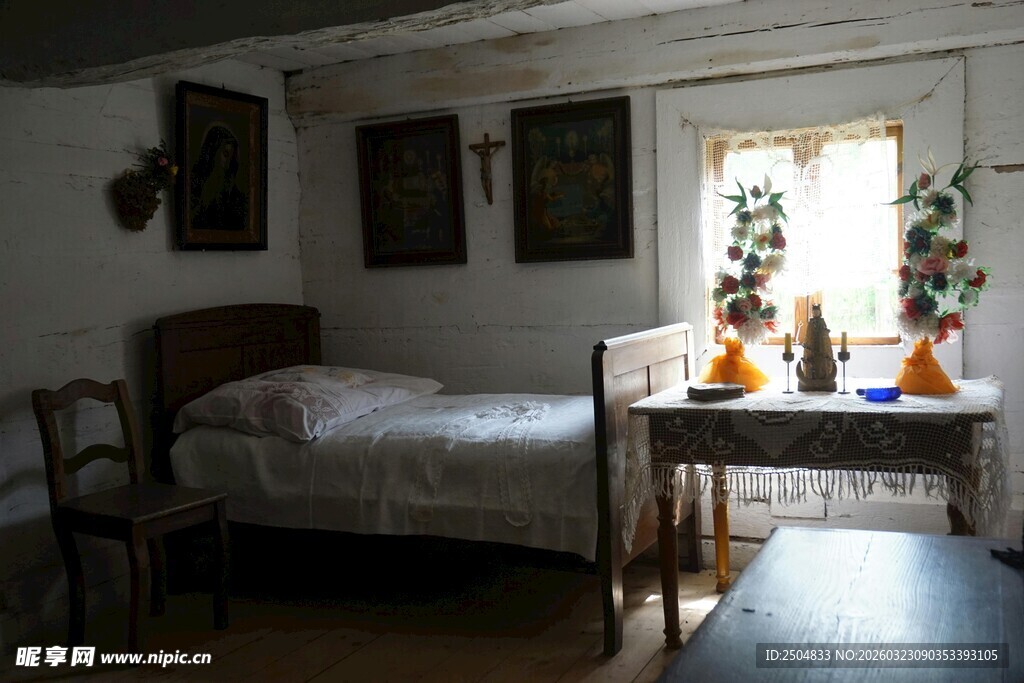 温馨复古卧室室内场景