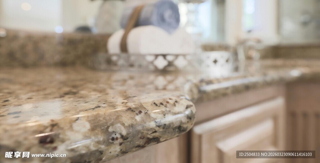 厨房大理石台面特写