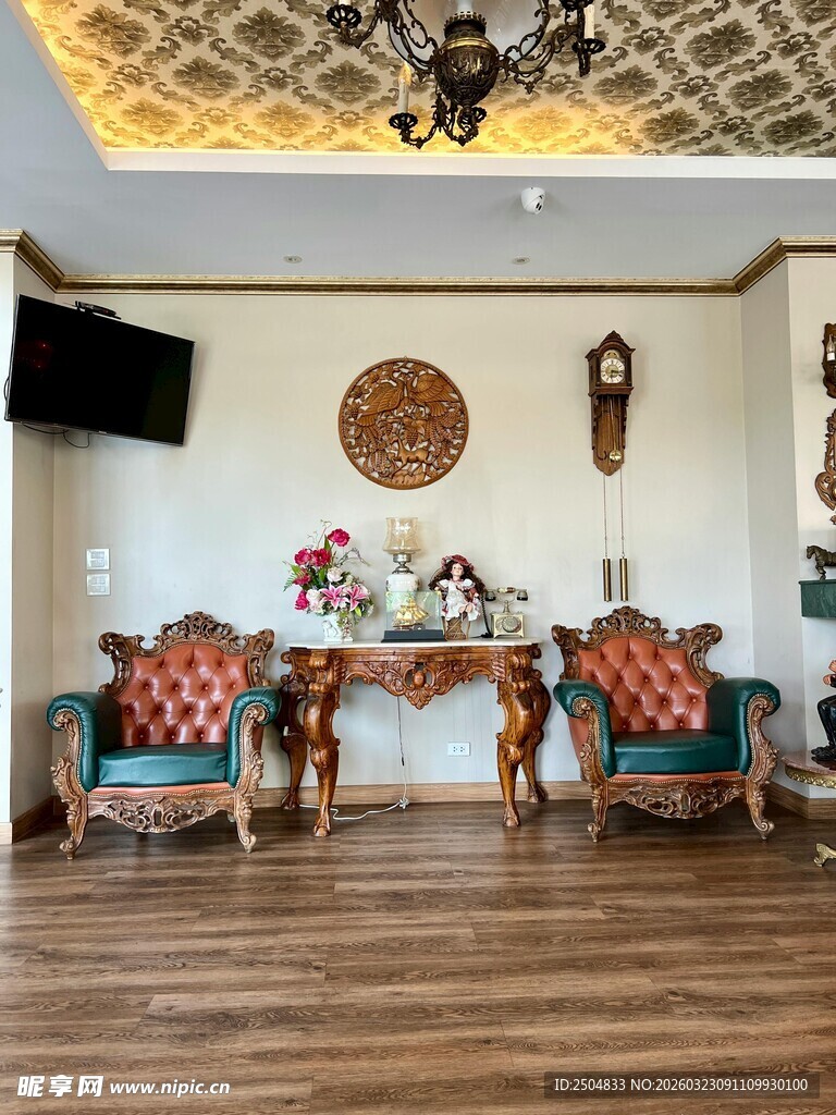 复古风格客厅温馨一角