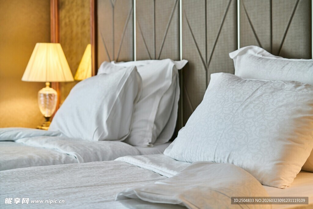 舒适卧室中的整洁床铺