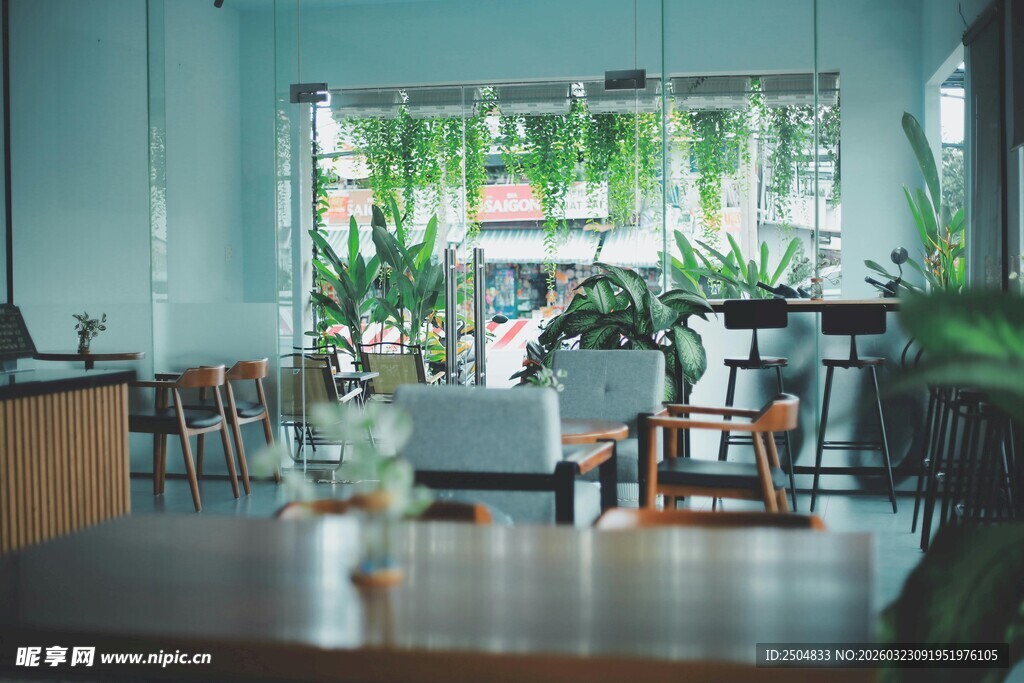 清新绿植环绕的室内空间