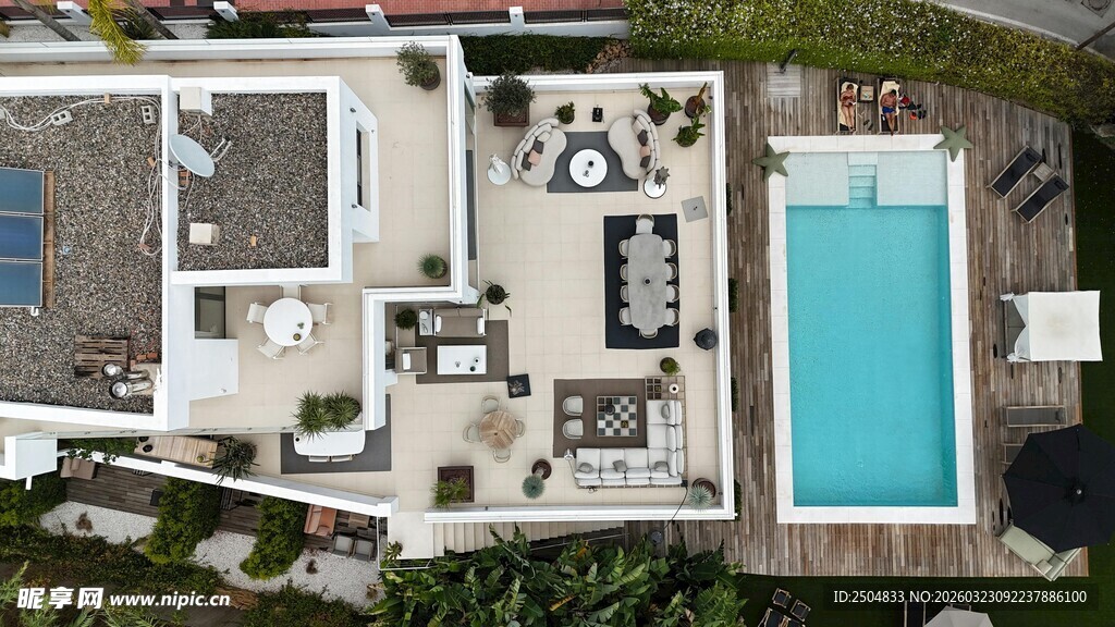 现代别墅空中俯瞰景观