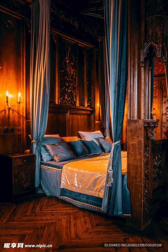 复古风格的温馨卧室场景