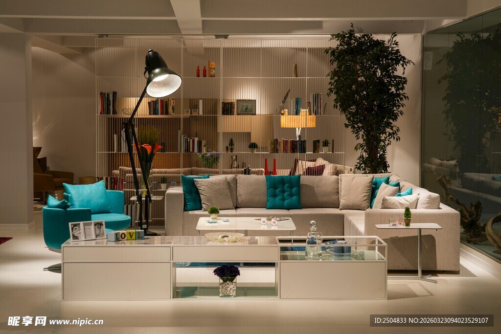 现代轻奢风客厅室内场景