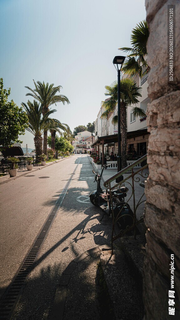 街道旁的自行车与建筑景观