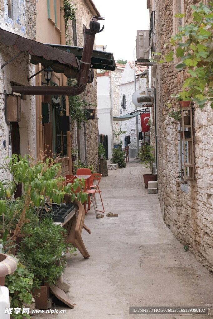 古朴小巷中的静谧景致