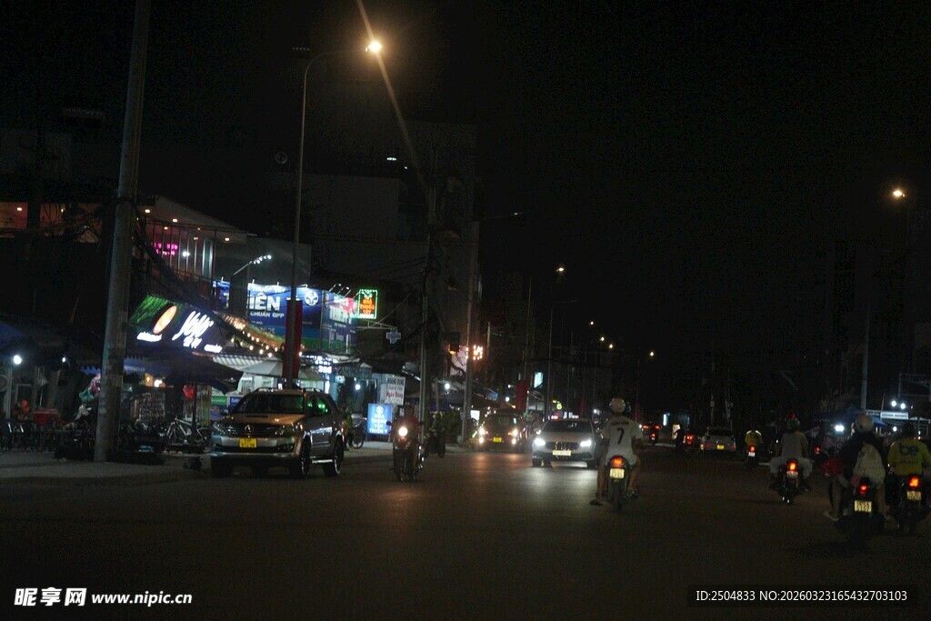城市夜晚街道繁华景象