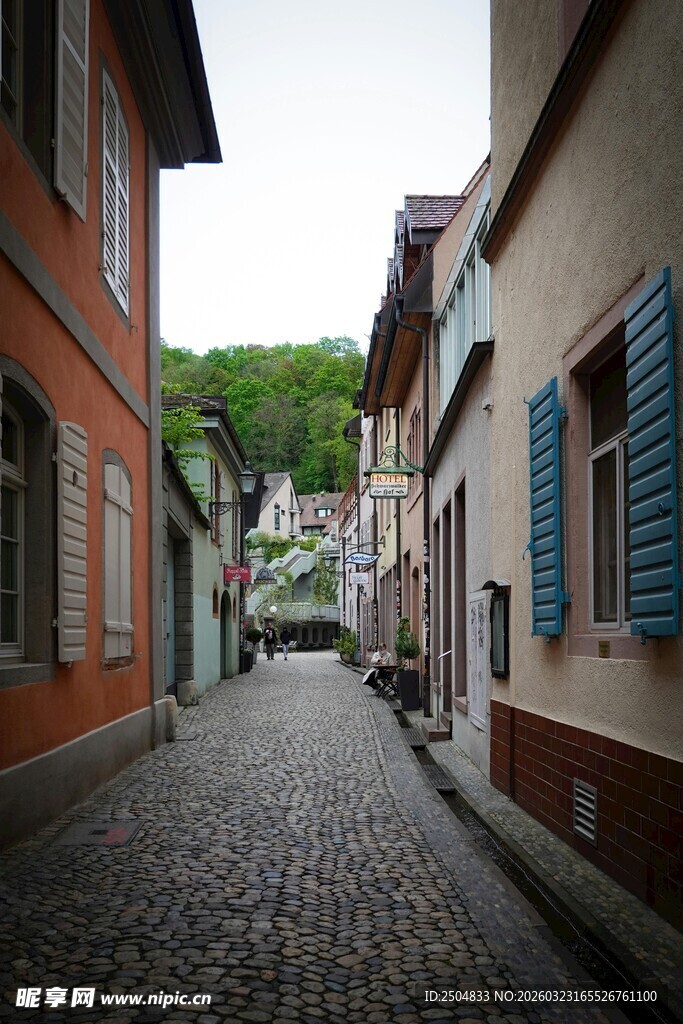  洲小镇鹅卵石小巷风景