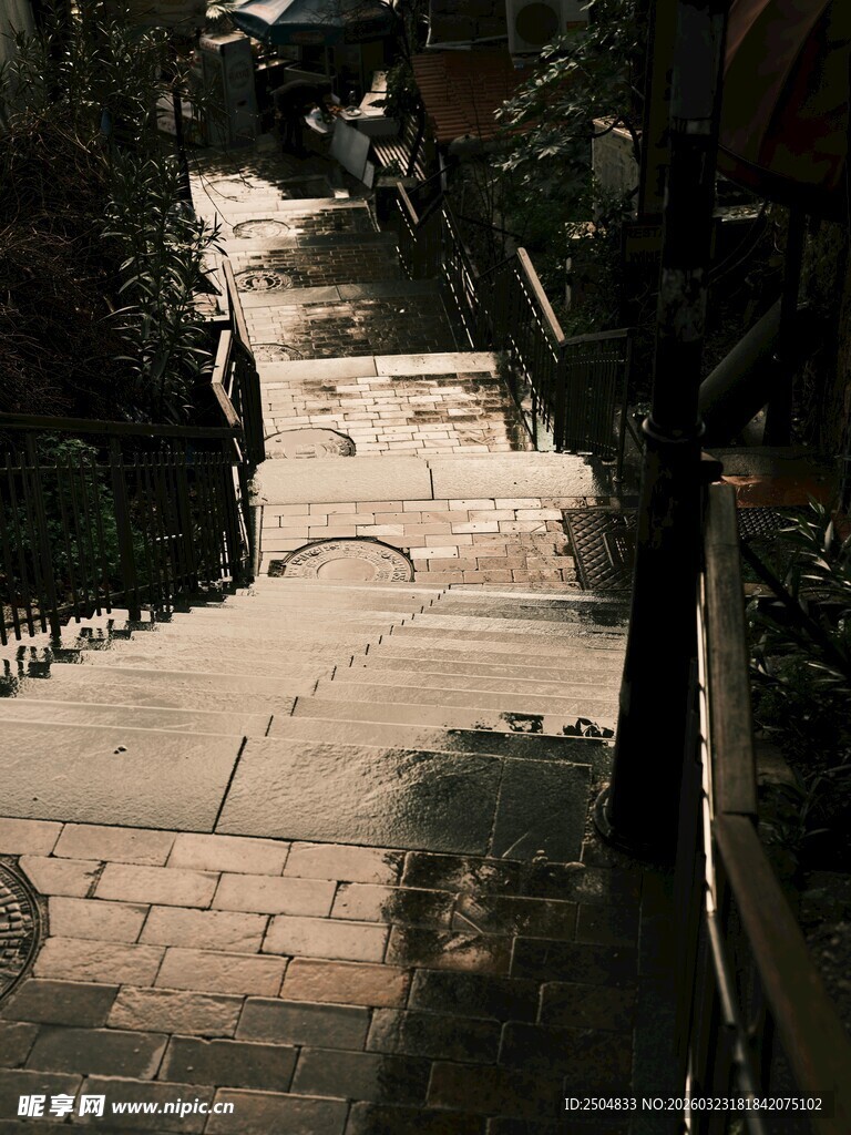 林间石阶小道 静谧清幽