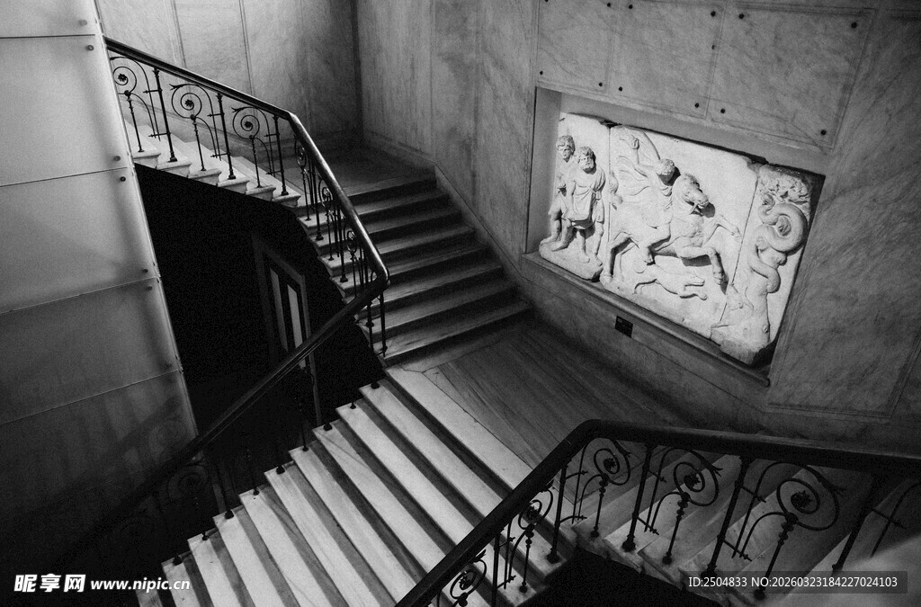 复古风格室内楼梯场景