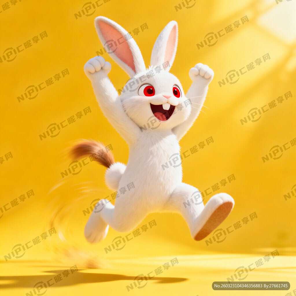 卡通兔子 表情开心欢乐