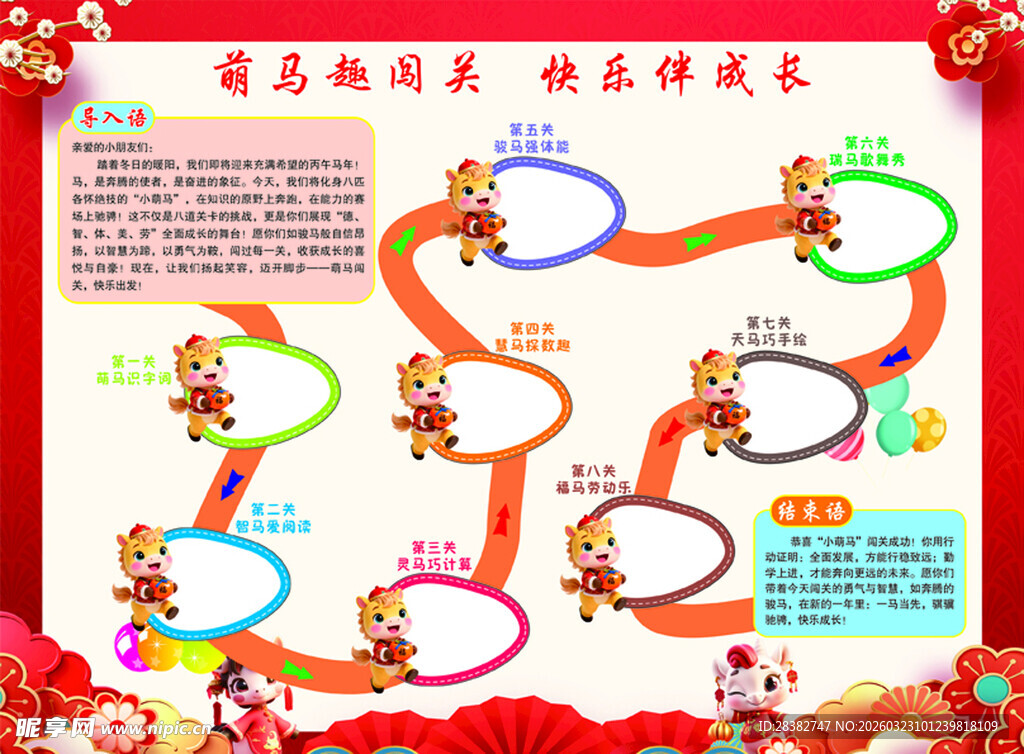 春节活动流程展示图闯关趣味图