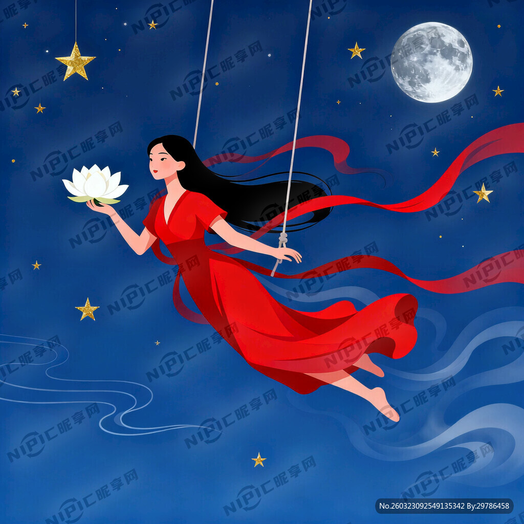 帮我生成一个美女人物吊着威亚飞