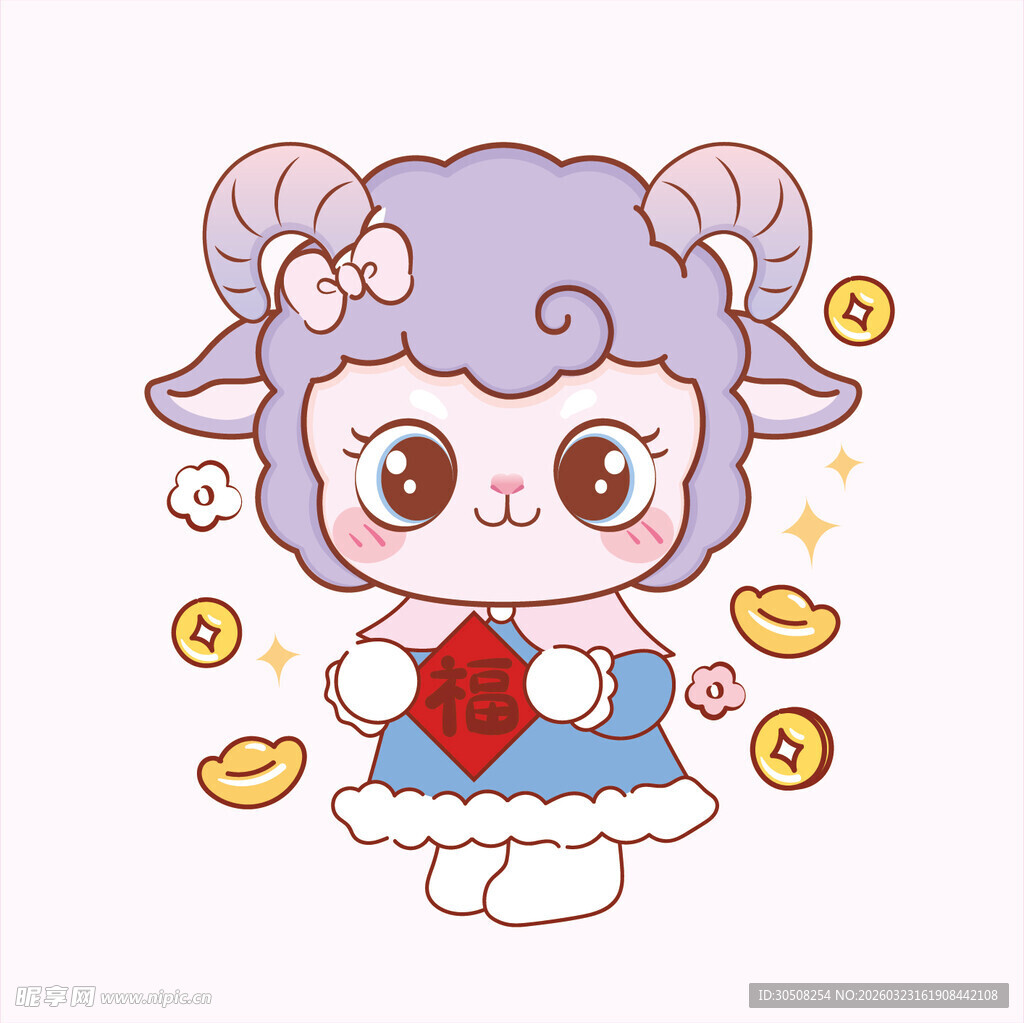 可爱小羊捧红包撒金币