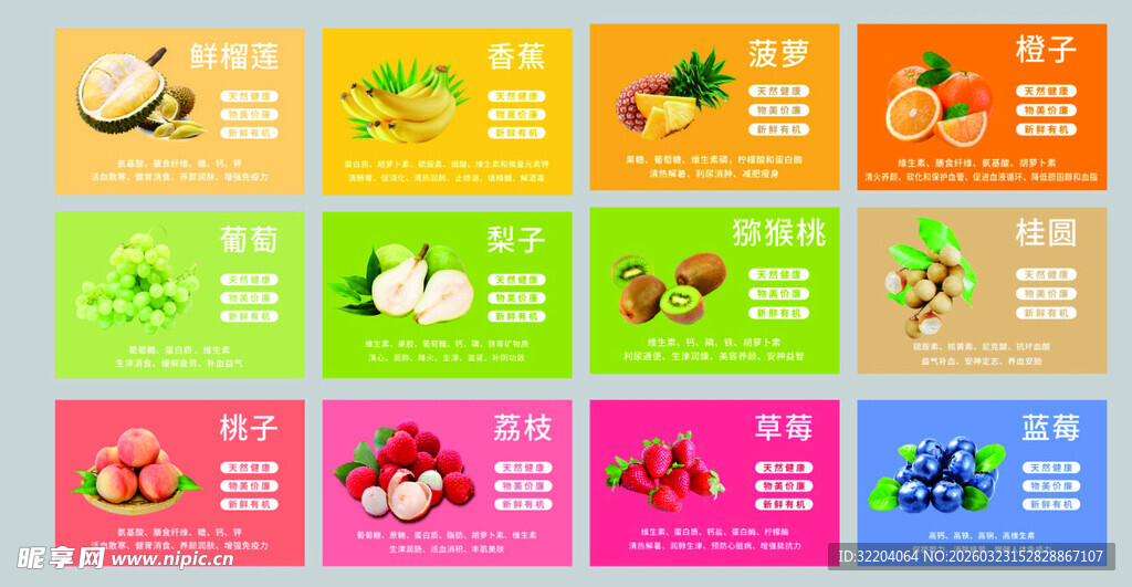 多彩果蔬营养信息展示图