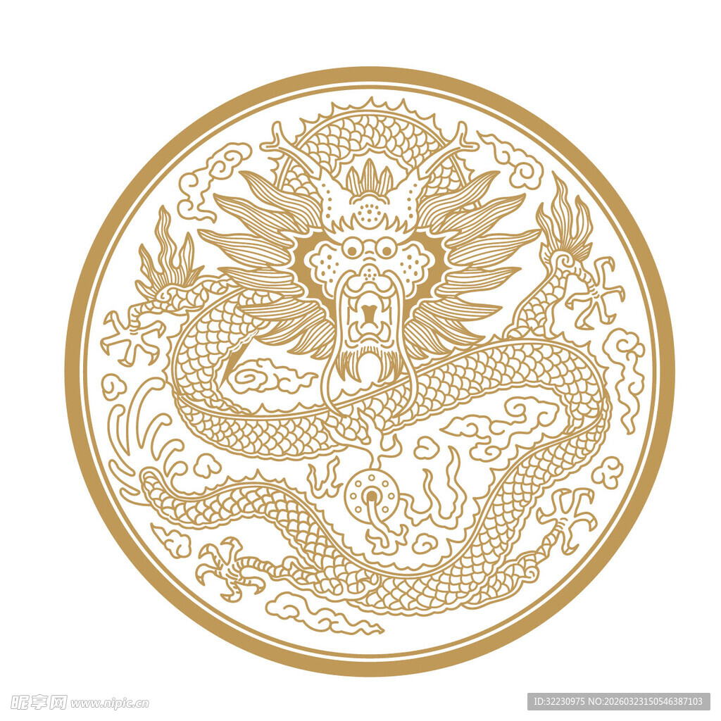 圆形龙纹图案设计