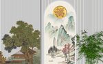 中式山水屏风装饰画